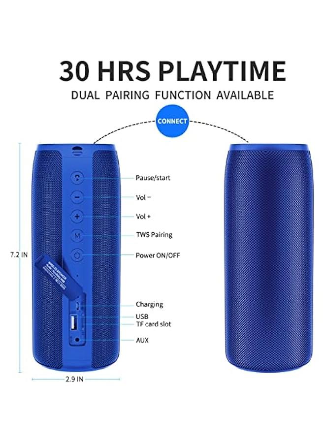 Bluetooth Speaker,MusiBaby M88 Speakers,Dual Pairing, Bluetooth 5.3,Loud Stereo Sound,Booming Bass,30H Playtime for Home& Outdoor Party,Beach,Portable Speaker,Gifts(Blue)  - Image 5