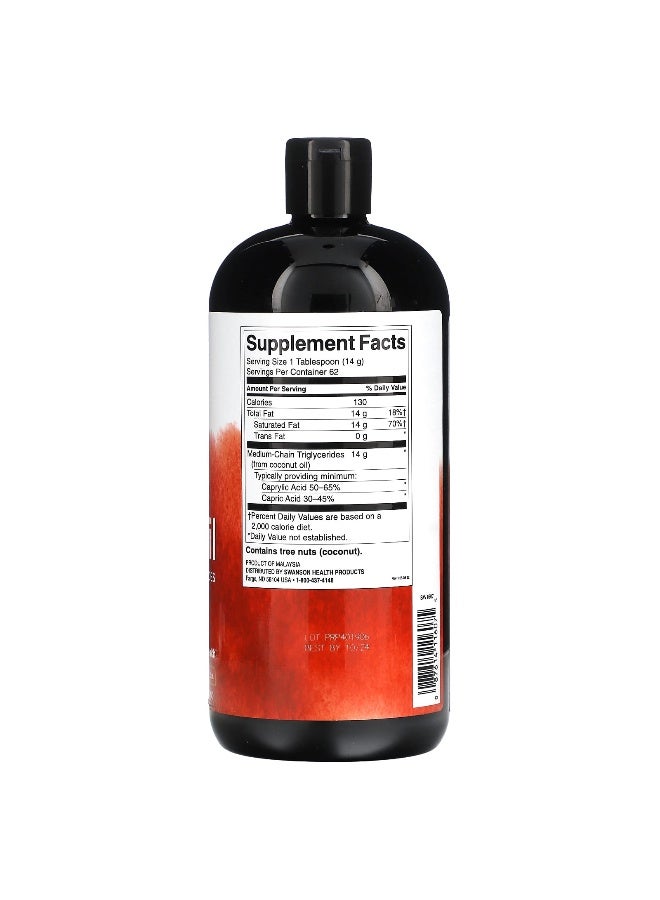 Swanson, 100% Pure MCT Oil, 14 g, 32 fl oz (946 ml) - Image 2