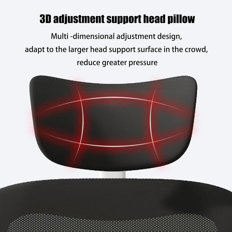 WAMIT Ergonomic Office Chair, High Back Mesh Desk Chair With Adjustable Headrest, Computer Desk Chair, Swivel Task Office Chair With Lumbar Support And Flip Armrest，Black - Image 2