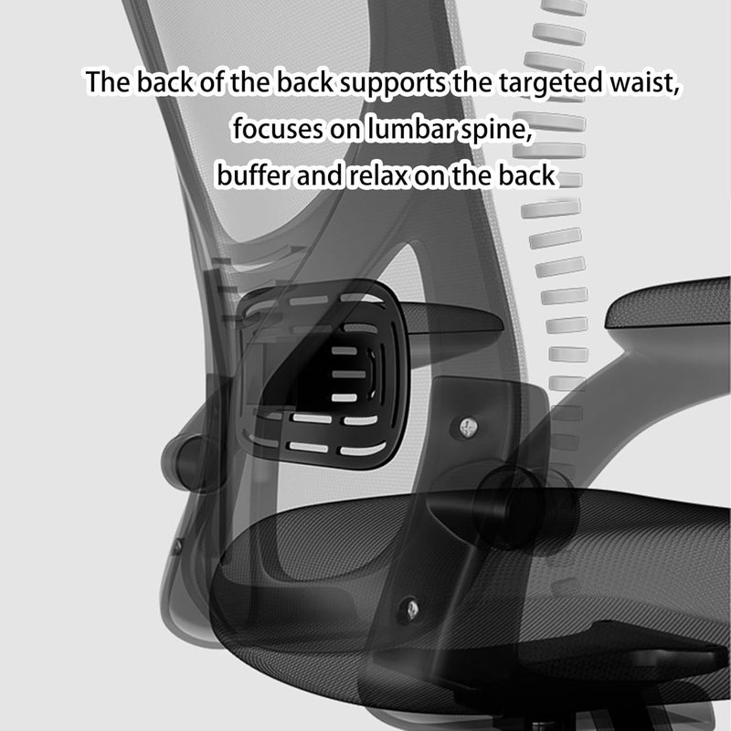 WAMIT Ergonomic Office Chair, High Back Mesh Desk Chair With Adjustable Headrest, Computer Desk Chair, Swivel Task Office Chair With Lumbar Support And Flip Armrest，Black - Image 3