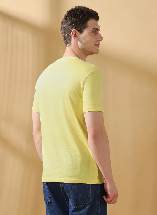 Dennis Lingo Yellow Men's Yellow 100% Cotton Printed Regular Fit T-Shirt for Men | Best Price UAE