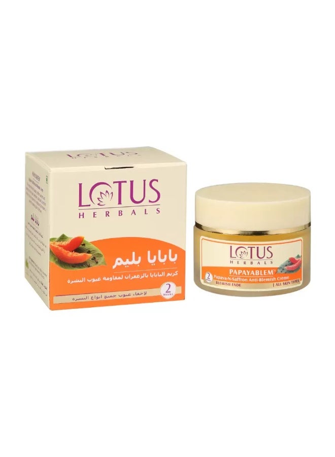 Lotus Herbals Papayablem Papaya-N-Saffron Anti-Blemish Creme- 50gms