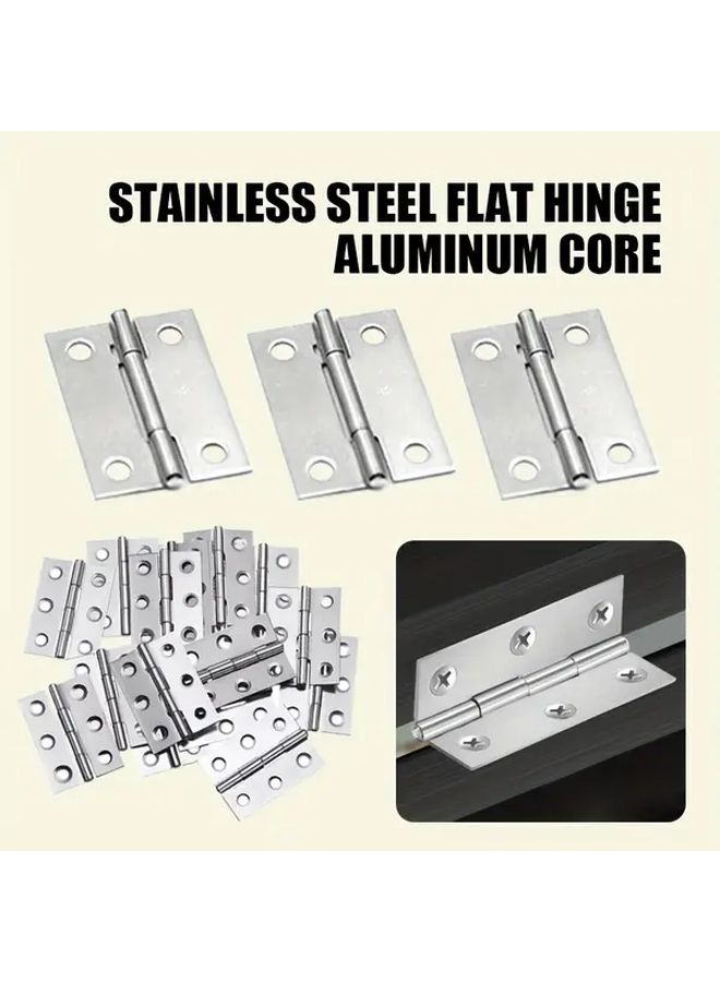 4 Inch 20 Pcs Stainless Steel Flat Hinge Set Rust Resistant For Doors Cabinets Windows - Image 1