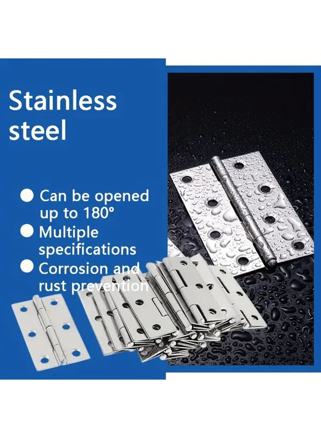 4 Inch 20 Pcs Stainless Steel Flat Hinge Set Rust Resistant For Doors Cabinets Windows - Image 4