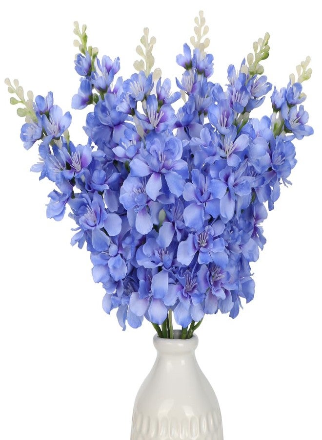 DILATATA Blue Delphinium Artificial Flowers, 6pcs Artificial Larkspur Flower 17.5'' Fake Delphinium Flowers Silk Flowers for Home Decor, DIY Floral Centerpieces for Tables - Image 1