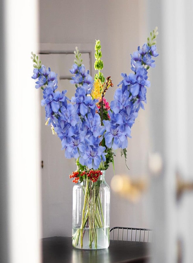 DILATATA Blue Delphinium Artificial Flowers, 6pcs Artificial Larkspur Flower 17.5'' Fake Delphinium Flowers Silk Flowers for Home Decor, DIY Floral Centerpieces for Tables - Image 4