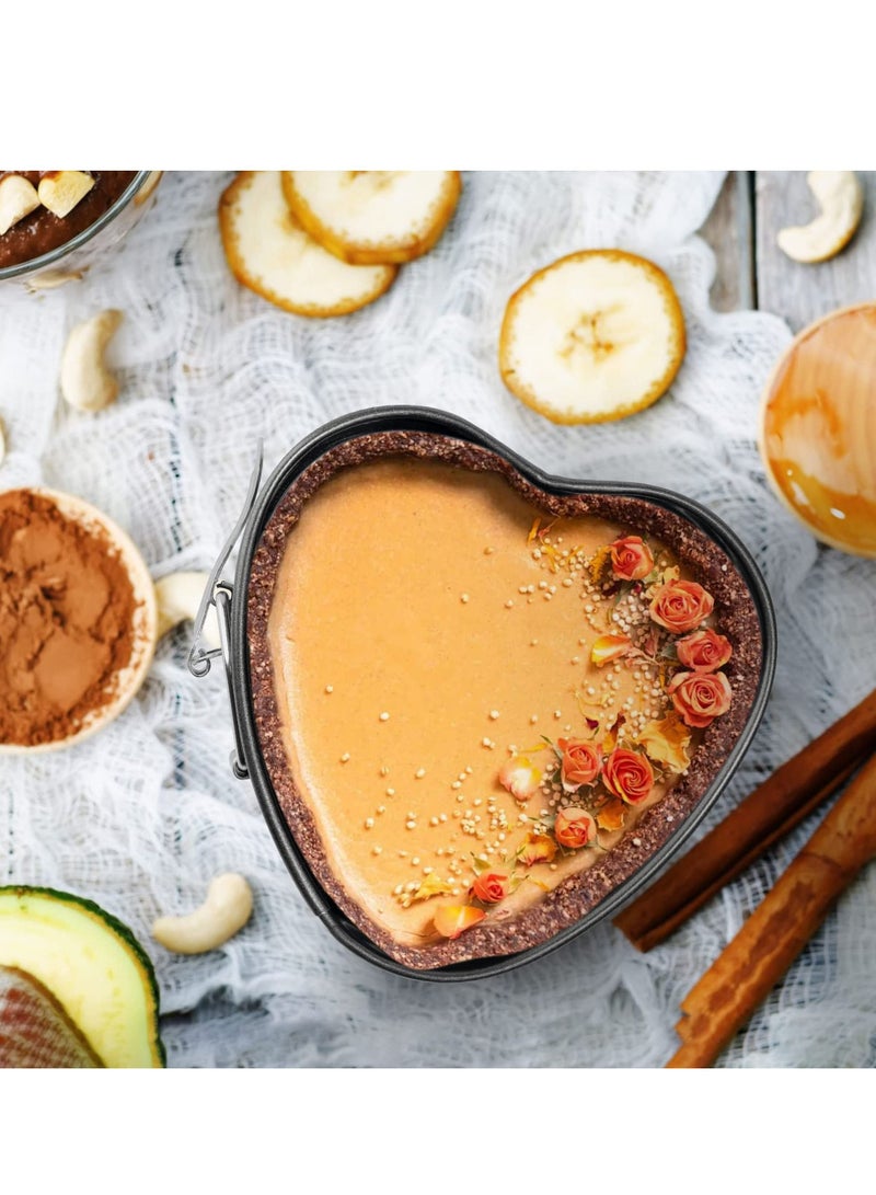 KASTWAVE 4 Pieces Love Heart Shape Springform Pan Mini 4 Inches Non-Stick Carbon Steel Cake Pan Tin Mold Baking Cheese Bread Jelly Tray - Image 5