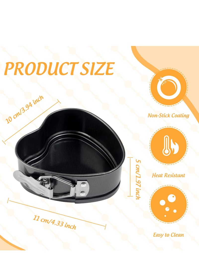 KASTWAVE 4 Pieces Love Heart Shape Springform Pan Mini 4 Inches Non-Stick Carbon Steel Cake Pan Tin Mold Baking Cheese Bread Jelly Tray - Image 2