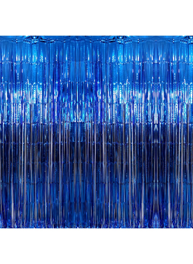 GOER GOER 32 ft x 98 ft Metallic Tinsel Foil Fringe Curtains Party Photo Backdrop Party Streamers for BirthdayGraduationNew Year Eve Decorations Wedding Decor Navy Blue1 Pack 