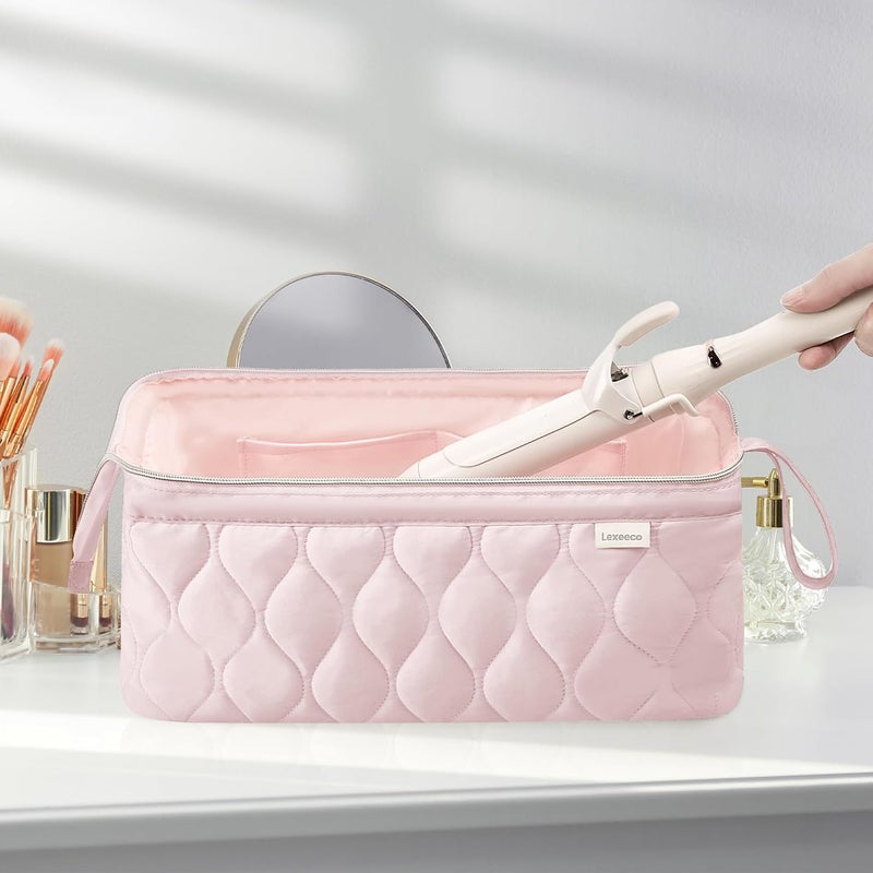 Lexeeco Hair Tools Travel Bag for Shark Flex Fusion Puffer Flexstyle Carring Case Portable Dyson Airwrap Travel Case for Shark Hair Dryer Flat Curing Iron Organizer (Pink) - Image 2