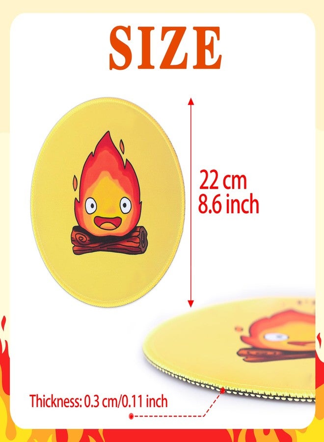 Pounchi Cute Calcifer Mouse Pad 8.6 x 8.6 in, Anime Mouse Pad with Non-Slip Rubber Base and Stitched Edge for Desk Computers Laptop Office - Image 2