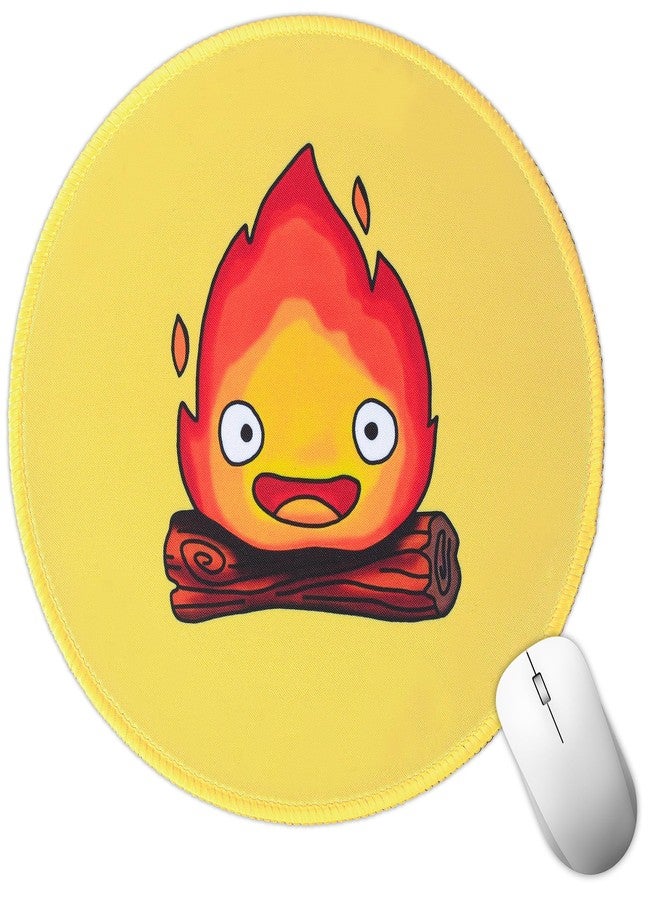 Pounchi Cute Calcifer Mouse Pad 8.6 x 8.6 in, Anime Mouse Pad with Non-Slip Rubber Base and Stitched Edge for Desk Computers Laptop Office - Image 1