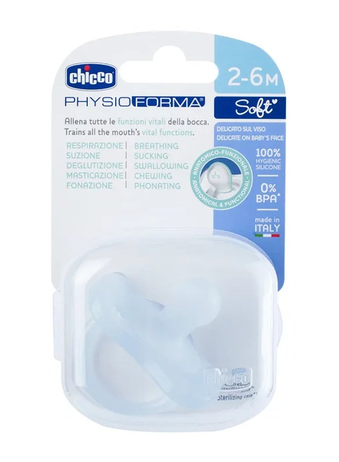 Chicco PhysioForma Soft Silicone Pacifier 2-6m Blue x1 - Image 2