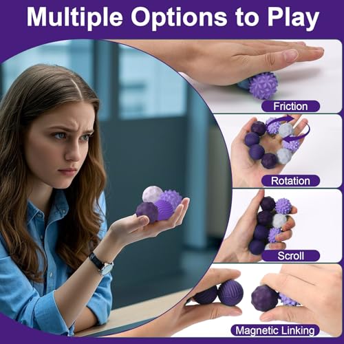 BUSOHA Silicone Magnetic Fidget Balls - 4 Pack Fidget Toys Adults Sensory Toys Stress Balls for Adults Teens Gifts for Calming,Autism and ADHD Classroom Office - Image 5