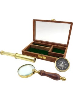 Hediye Sandalı Gift Boat Compass, Magnifier and Telescope Gift Set in Special Box  - Image 2