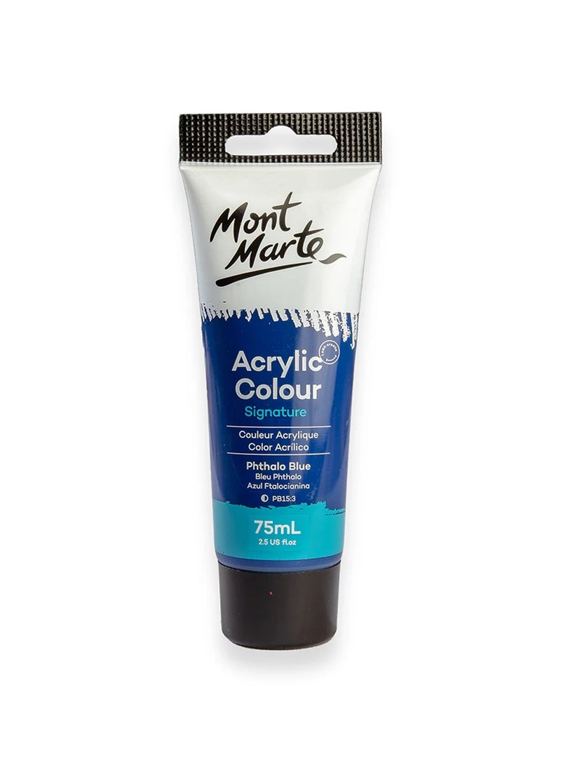 Mont Marte Signature Acrylic Colour Paint Tube 75ml Content Pthalo Blue - Image 1