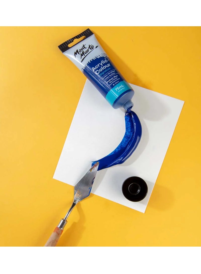 Mont Marte Signature Acrylic Colour Paint Tube 75ml Content Pthalo Blue - Image 2