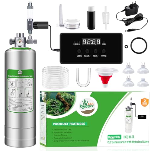Hygger CO2 Upgraded 2L5L Aquarium CO2 Generator System with TimerEnabled Motor Valve Upgrade CO2 System Kit with QuickRelease Structure for Aquarium Plants Tanks 2L - Image 1