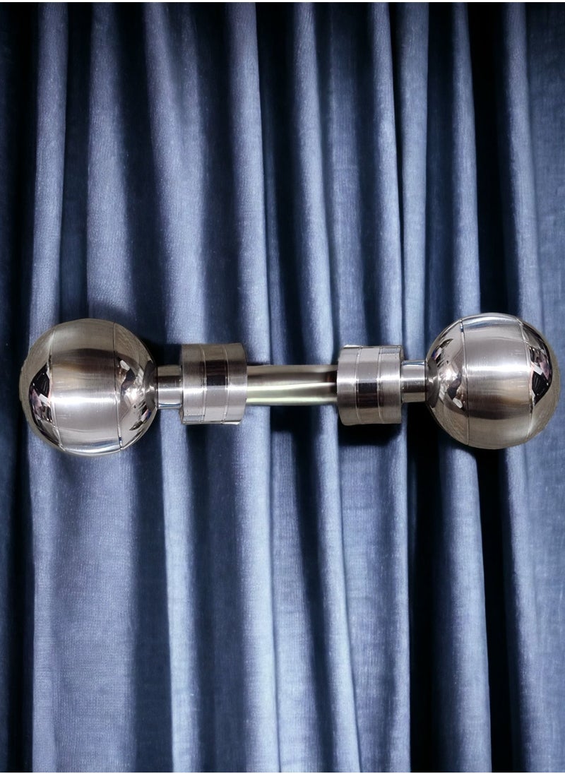 UPSCALE - Set of 2 Big Round Finials with 2 side supporters for 25mm Curtain Rod| Stainless Steel Curtain Rod Brackets| Curtain Rod Accessories for Doors and Windows - Image 1