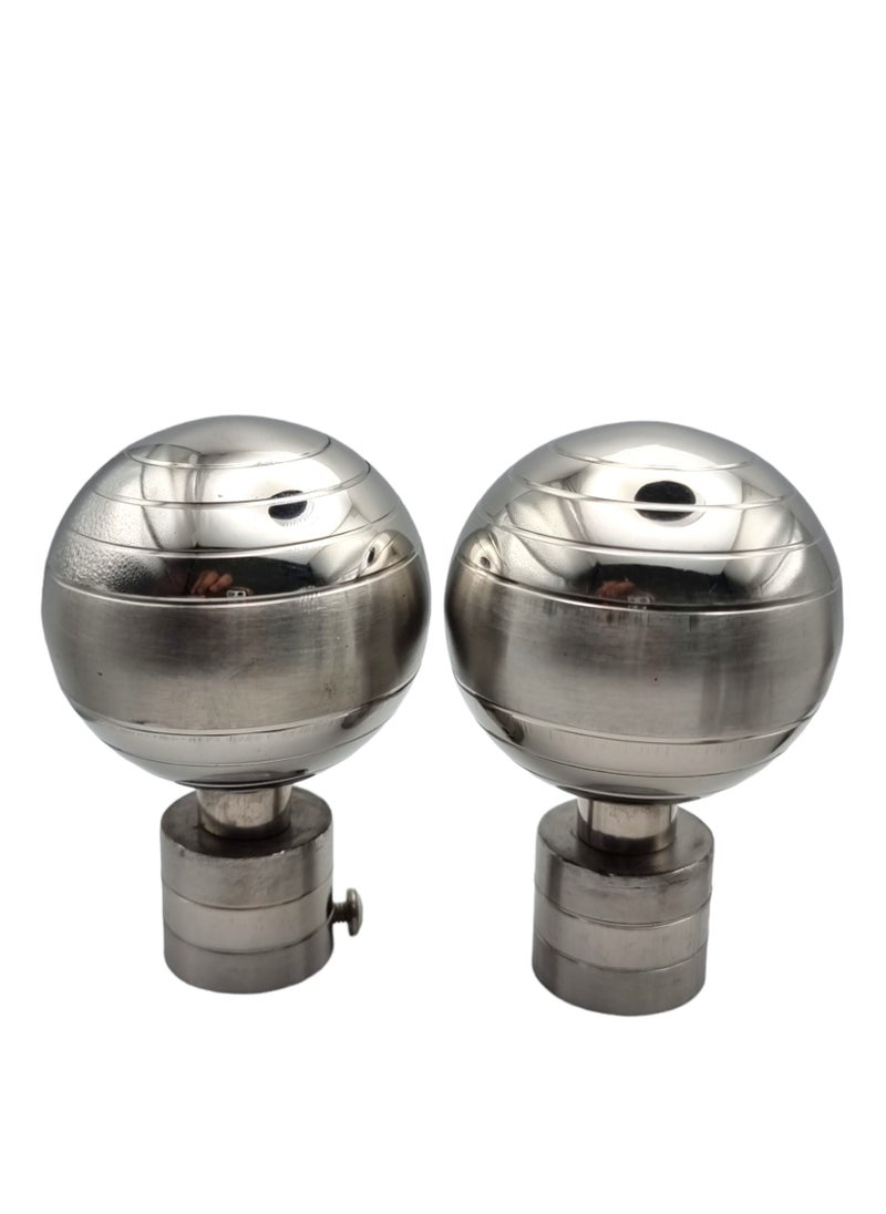 UPSCALE - Set of 2 Big Round Finials with 2 side supporters for 25mm Curtain Rod| Stainless Steel Curtain Rod Brackets| Curtain Rod Accessories for Doors and Windows - Image 1