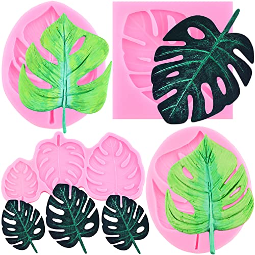 RFGHAC Leaf Silicone Mold Tropical Leaf Fondant Molds Cake Decoration Cupcake Topper Chocolate Candy Gum Paste Polymer Clay Set Of 4 - Image 1