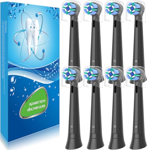 KHBD 8 Pack Replacement Toothbrush Heads Compatible with Oral B iO, Brush Heads for Oral-B iO 2/3/4/5/6/7/8/9/10/7G Series, with Covers, Black - Image 1
