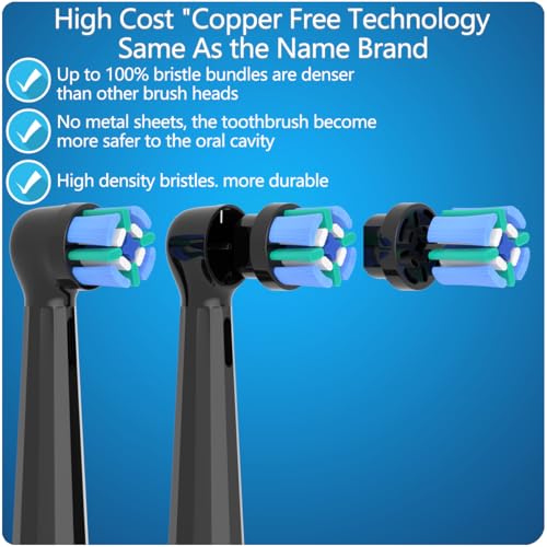 KHBD 8 Pack Replacement Toothbrush Heads Compatible with Oral B iO, Brush Heads for Oral-B iO 2/3/4/5/6/7/8/9/10/7G Series, with Covers, Black - Image 2