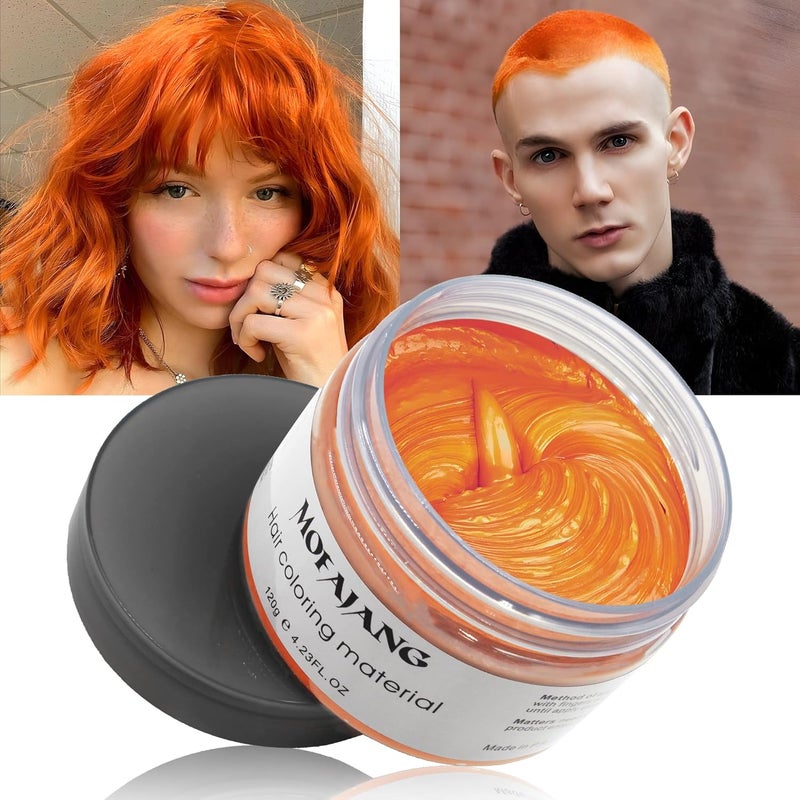Orange Temporary Hair Dye Wax Natural Instant Hair Color Wax Pomades 423 ozHair Styling Clay for Party Cosplay HalloweenChristmas