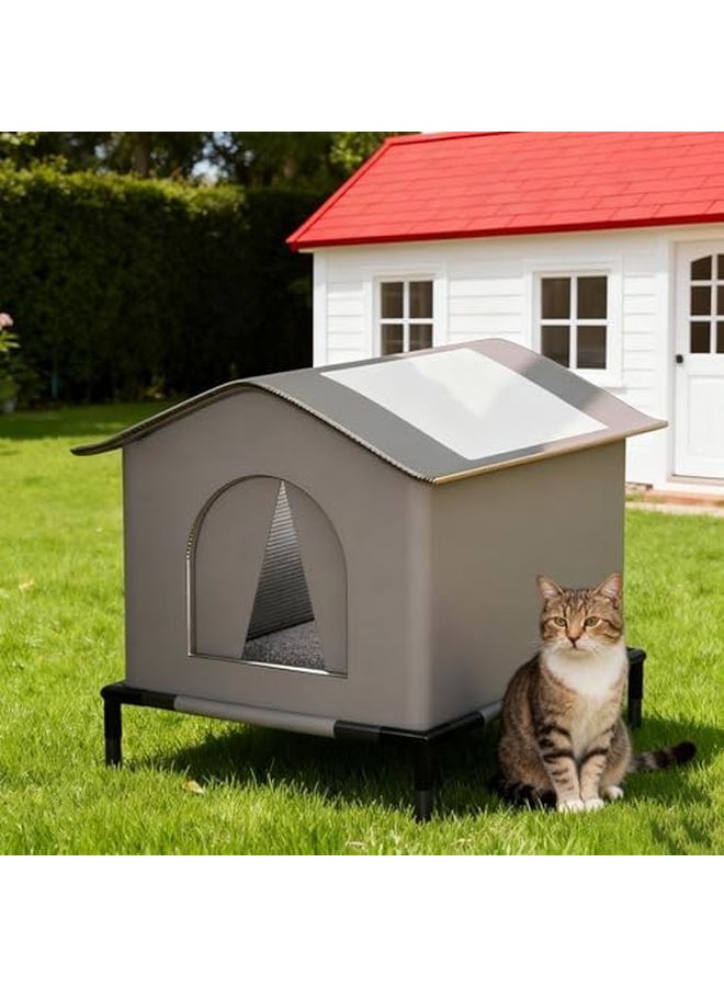 منزل قطط معزول شتوي مقاوم للماء من قماش أوكسفورد قابل للطي بسجادة فرو قابلة للإزالة - Image 5