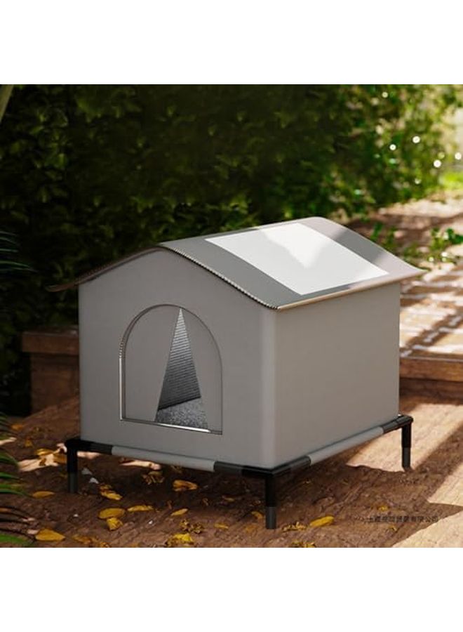 منزل قطط معزول شتوي مقاوم للماء من قماش أوكسفورد قابل للطي بسجادة فرو قابلة للإزالة - Image 3