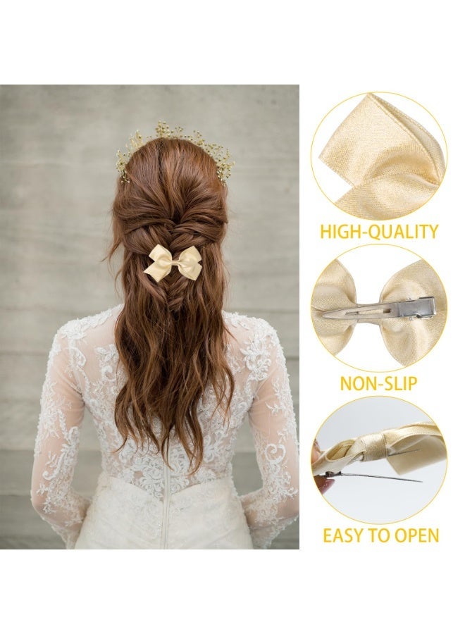4 مشابك شعر على شكل فيونكات للبنات، مشبك فيونكة ذهبية صغيرة لامعة بطول 3 بوصات، مناسب للفتيات الصغيرات والمراهقات، صغير الحجم - Image 3