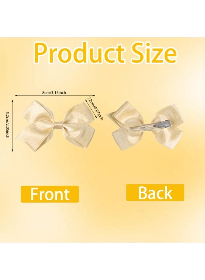 4 مشابك شعر على شكل فيونكات للبنات، مشبك فيونكة ذهبية صغيرة لامعة بطول 3 بوصات، مناسب للفتيات الصغيرات والمراهقات، صغير الحجم - Image 2