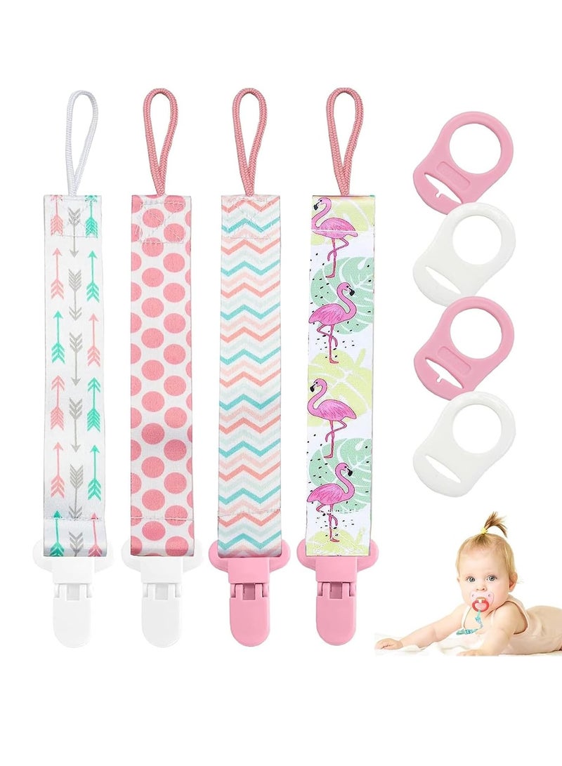 4 Pieces Baby Fake Strap Clip, Pacifier Clip, Pacifier Clip with 4 Silicone Adapters, Pacifier Chain Clip for Everyone, Pacifier, Teething Toys, Baby Essentials - Image 1