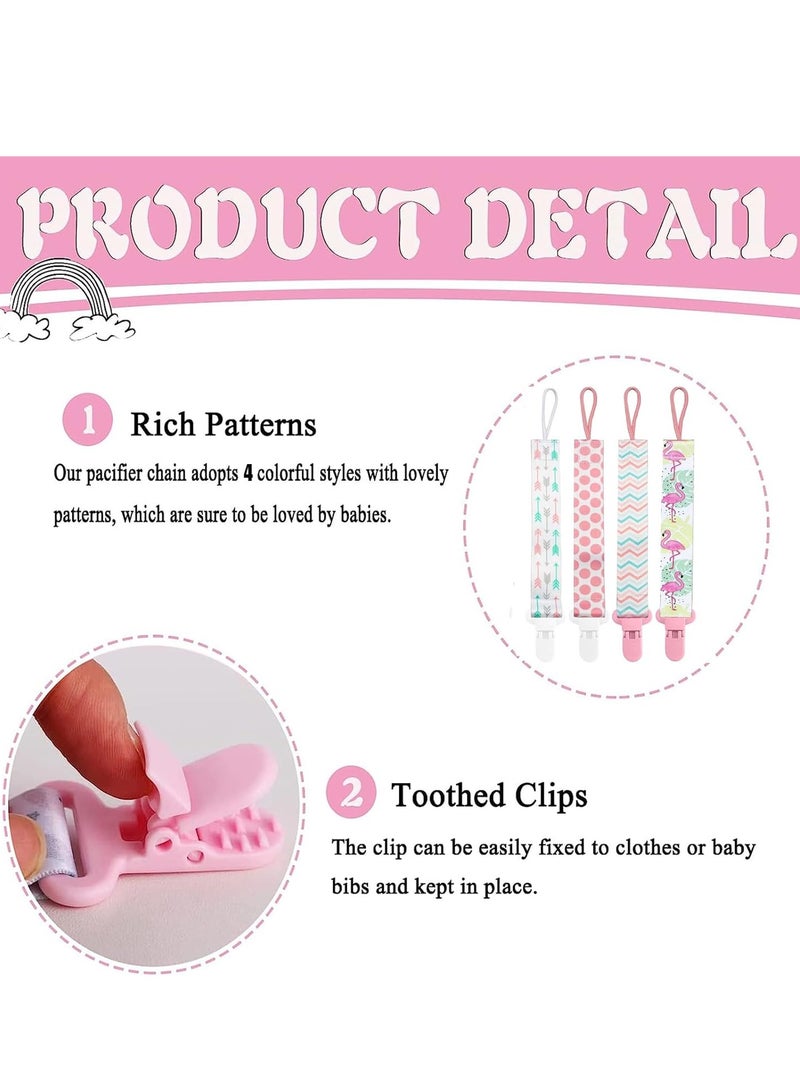 4 Pieces Baby Fake Strap Clip, Pacifier Clip, Pacifier Clip with 4 Silicone Adapters, Pacifier Chain Clip for Everyone, Pacifier, Teething Toys, Baby Essentials - Image 2