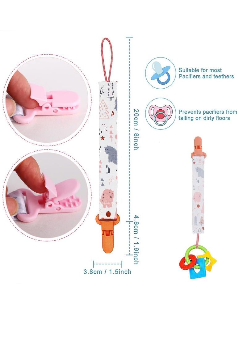 4 Pieces Baby Fake Strap Clip, Pacifier Clip, Pacifier Clip with 4 Silicone Adapters, Pacifier Chain Clip for Everyone, Pacifier, Teething Toys, Baby Essentials - Image 3