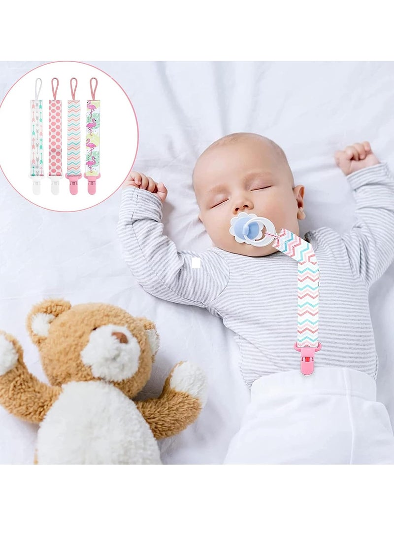 4 Pieces Baby Fake Strap Clip, Pacifier Clip, Pacifier Clip with 4 Silicone Adapters, Pacifier Chain Clip for Everyone, Pacifier, Teething Toys, Baby Essentials - Image 5