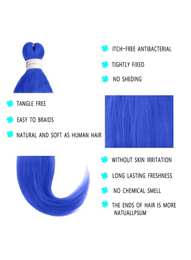 Leeven Blue Pre Stretched Braiding Hair 26 Inch 2 Pack Braiding Hair Extensions For Braiding Crochet Azure Blue - Image 4