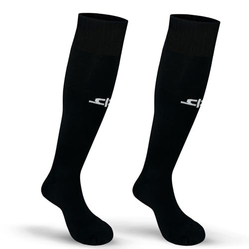 HEELIUM Bamboo Football Socks For Men & Women, Odour Free, Superior Grip & Cushioned Base, 3X Softer Than Cotton Stockings - Knee Length, Black - Image 1