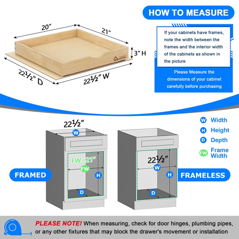 WelFurGeer Soft Close Pull Out Drawers for Cabinets, 20" W x 21" D Pull Out Cabinet Drawer with Heavy Duty Slides, Pull Out Cabinet Organizer, Cabinet Drawers Slide Out, Pull-Out Home Organizers - Image 5