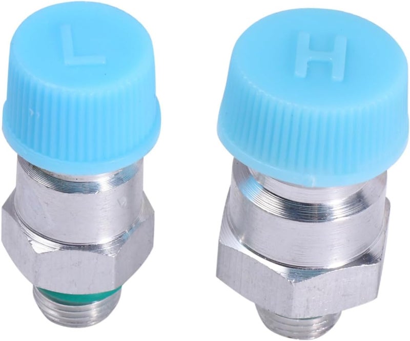 2pcs Universal Car Quick Coupler Set High and Low Pressure Charging Valves with Core, Lid, and Rubber Gasket for Vehicle Air Conditioning Recharge Random Color - Image 1