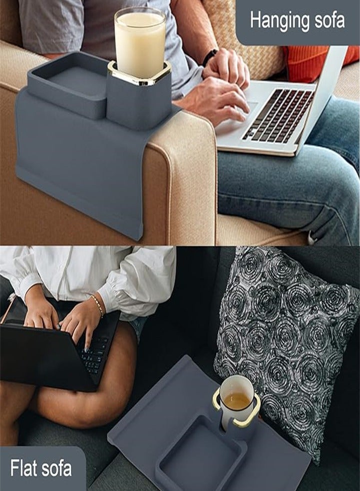 Generic Sofa cup holder tray, silicone sofa armrest tray, high temperature resistant and non-slip, sofa coaster recliner beverage holder, used to place remote control/snacks/mobile phone, gift for family and friends  - Image 3