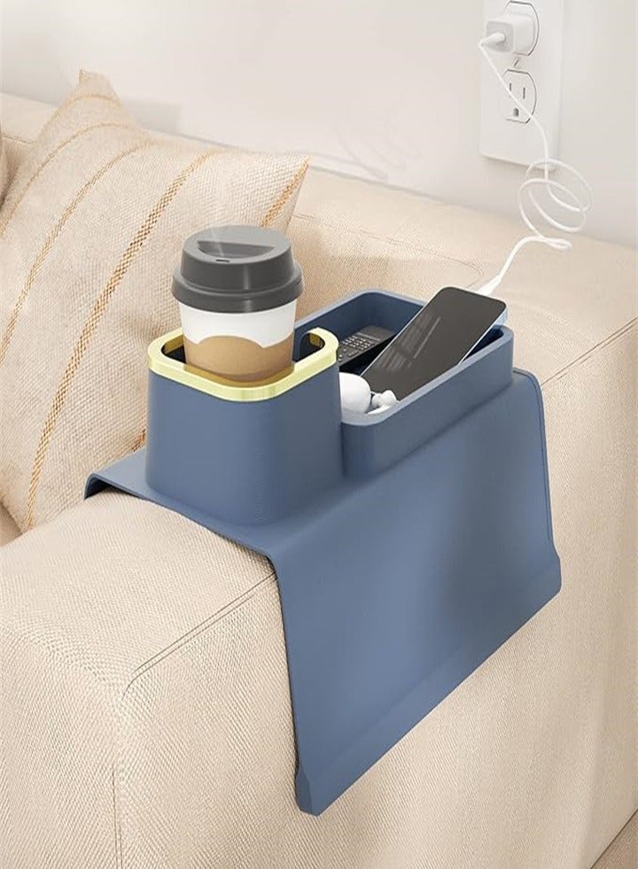 Generic Sofa cup holder tray, silicone sofa armrest tray, high temperature resistant and non-slip, sofa coaster recliner beverage holder, used to place remote control/snacks/mobile phone, gift for family and friends  - Image 1
