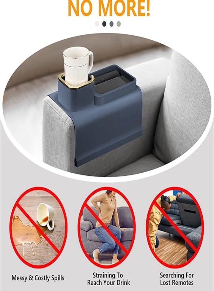 Generic Sofa cup holder tray, silicone sofa armrest tray, high temperature resistant and non-slip, sofa coaster recliner beverage holder, used to place remote control/snacks/mobile phone, gift for family and friends  - Image 2