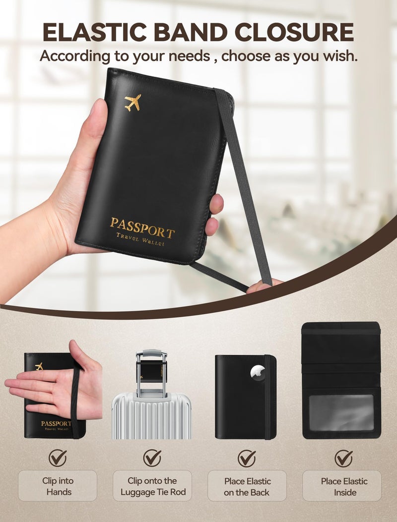 حامل جواز سفر مزود بحماية RFID - أسود - Image 4