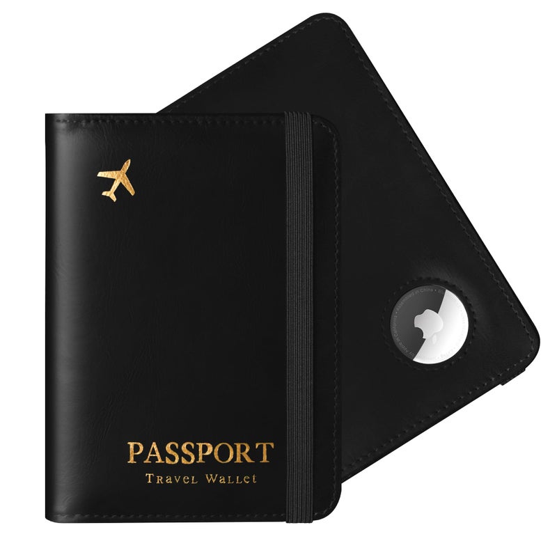حامل جواز سفر مزود بحماية RFID - أسود - Image 1
