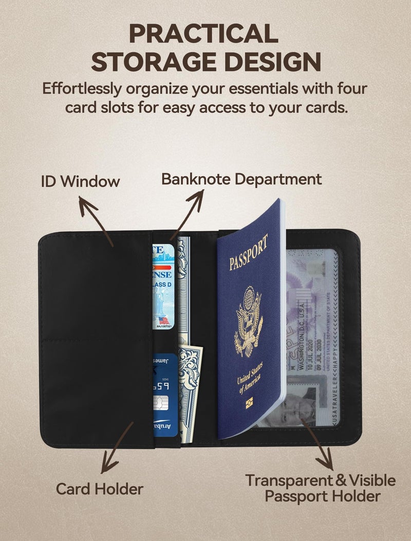 حامل جواز سفر مزود بحماية RFID - أسود - Image 5