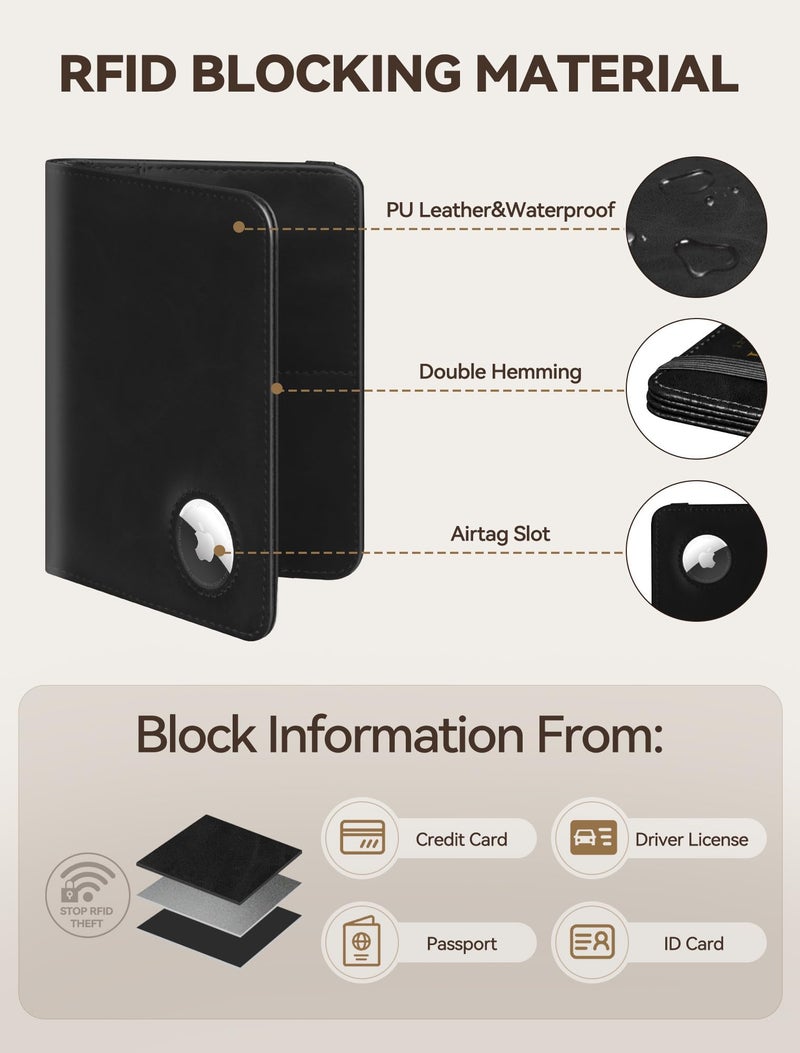حامل جواز سفر مزود بحماية RFID - أسود - Image 3