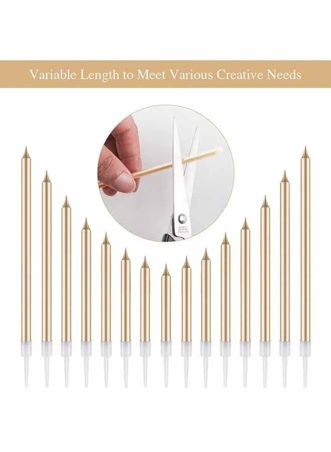 واي جيه مجموعة شموع عيد الميلاد باللوحة الكهربائية القابلة للتحلل شموع طويلة رفيعة مع حاملي الأقراص شموع الحفلة لكعك عيد الميلاد (ذهبية + وردية) - Image 2