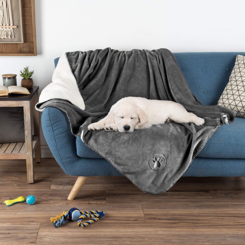 PETMAKER Waterproof Pet Blanket Collectionâ€“ Reversible Throw Protects Couch, Car, Bed from Spills, Stains, or Fur â€“ Dog and Cat Blankets by PETMAKER Dark Gray Large - Image 2