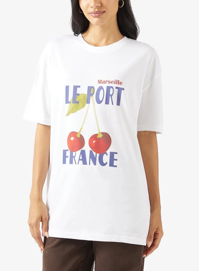 Ginger Cotton Oversize Travel Graphic T-shirt